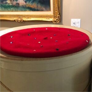 Wilkes Bashford Beret , Red color with Colorful Embellishments
